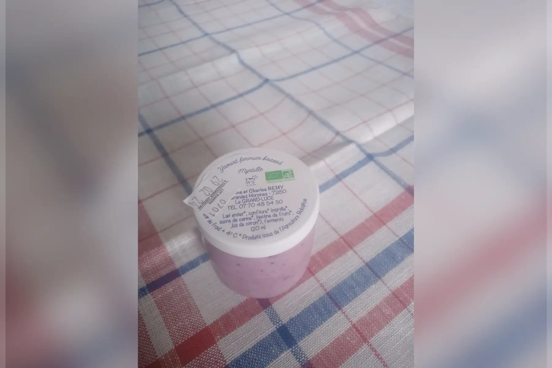 yaourt brassé myrtille