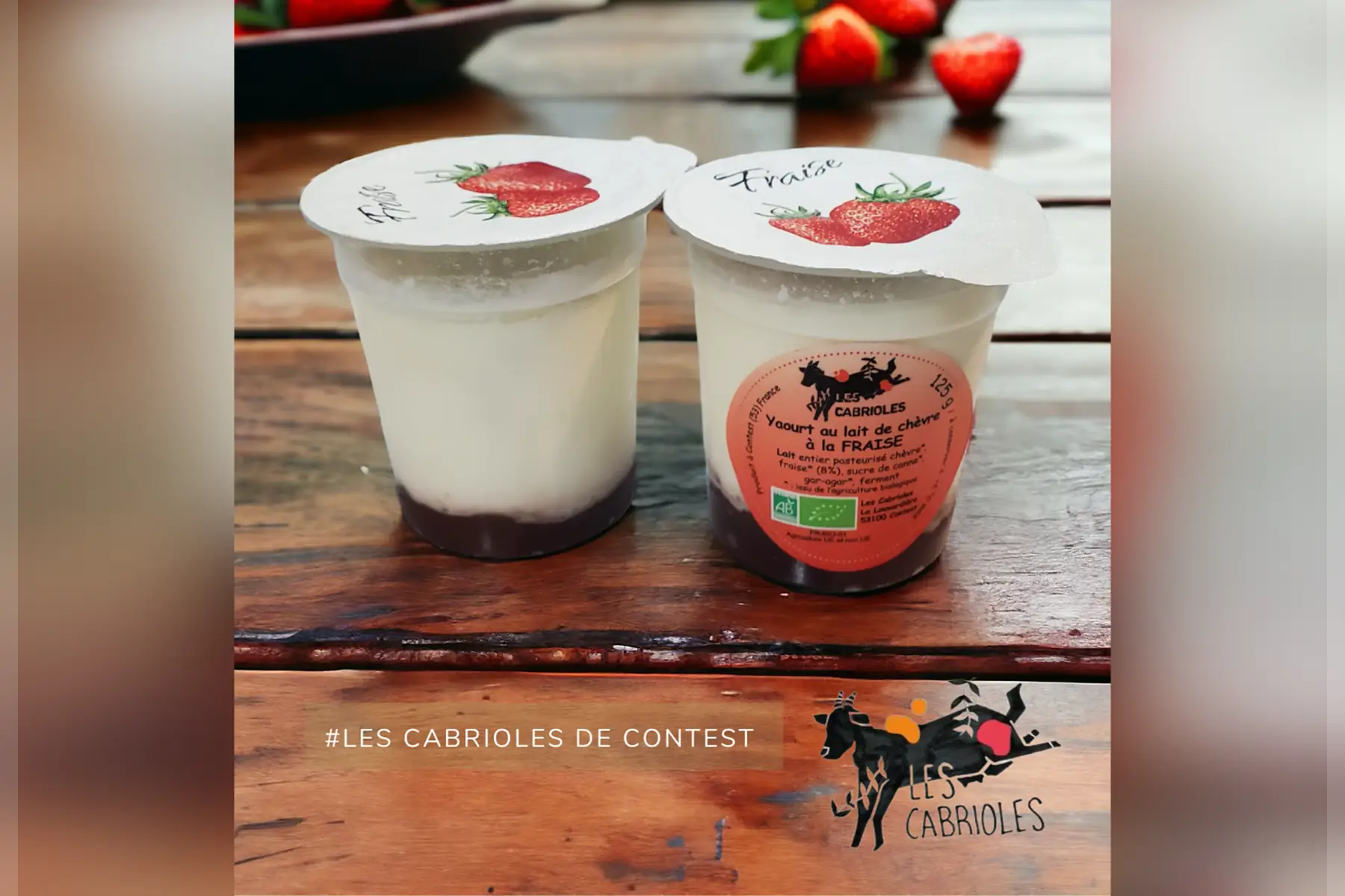 4 yaourts brassés fermier à la fraise