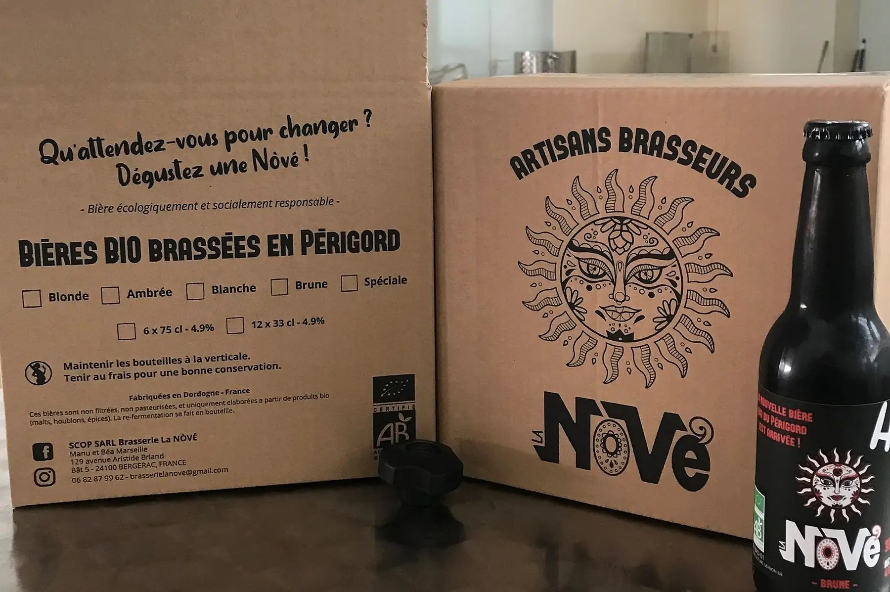 carton de bières brunes bio