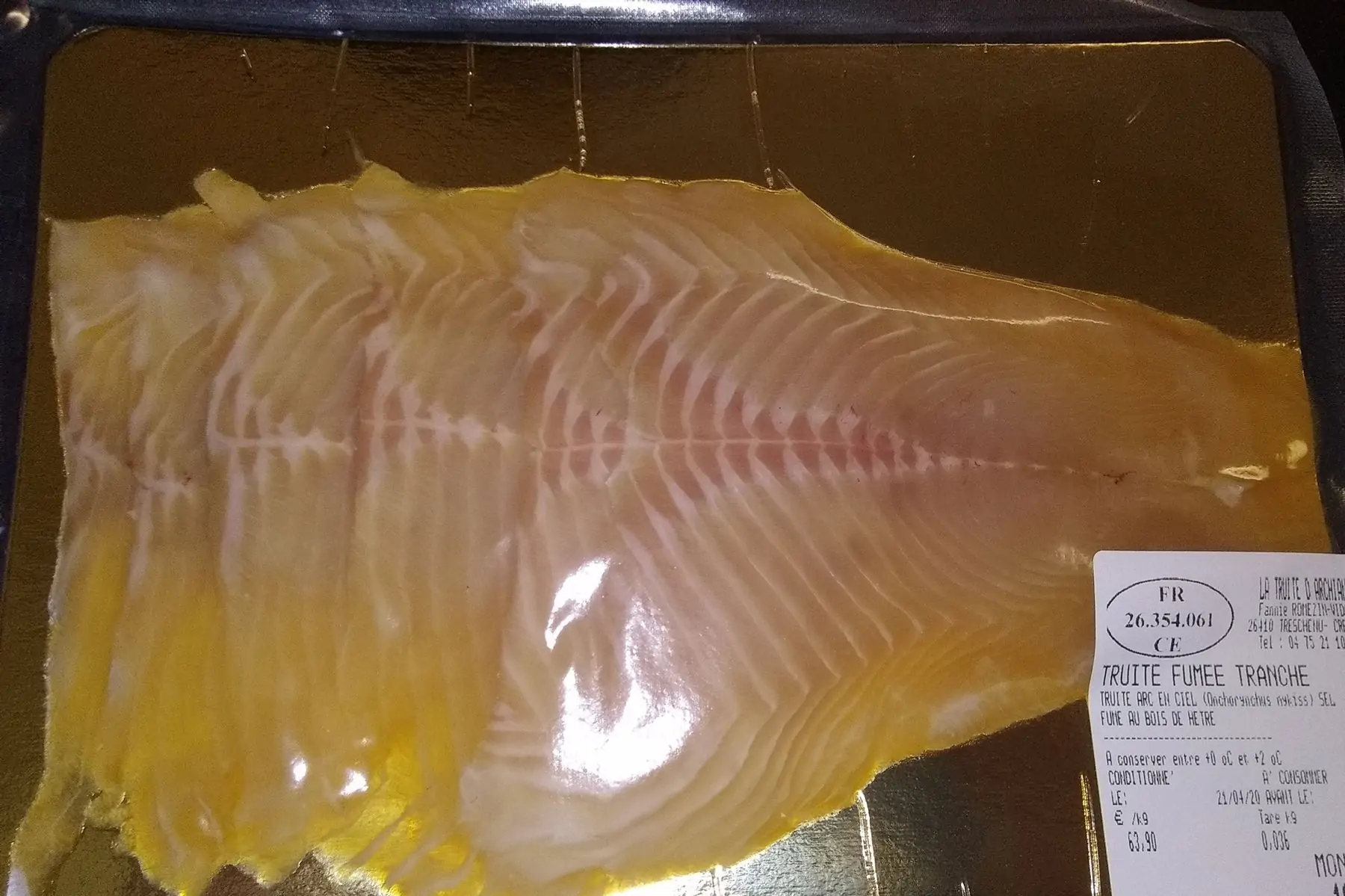 cristivomer ikejime fumé tranché (150g environ)