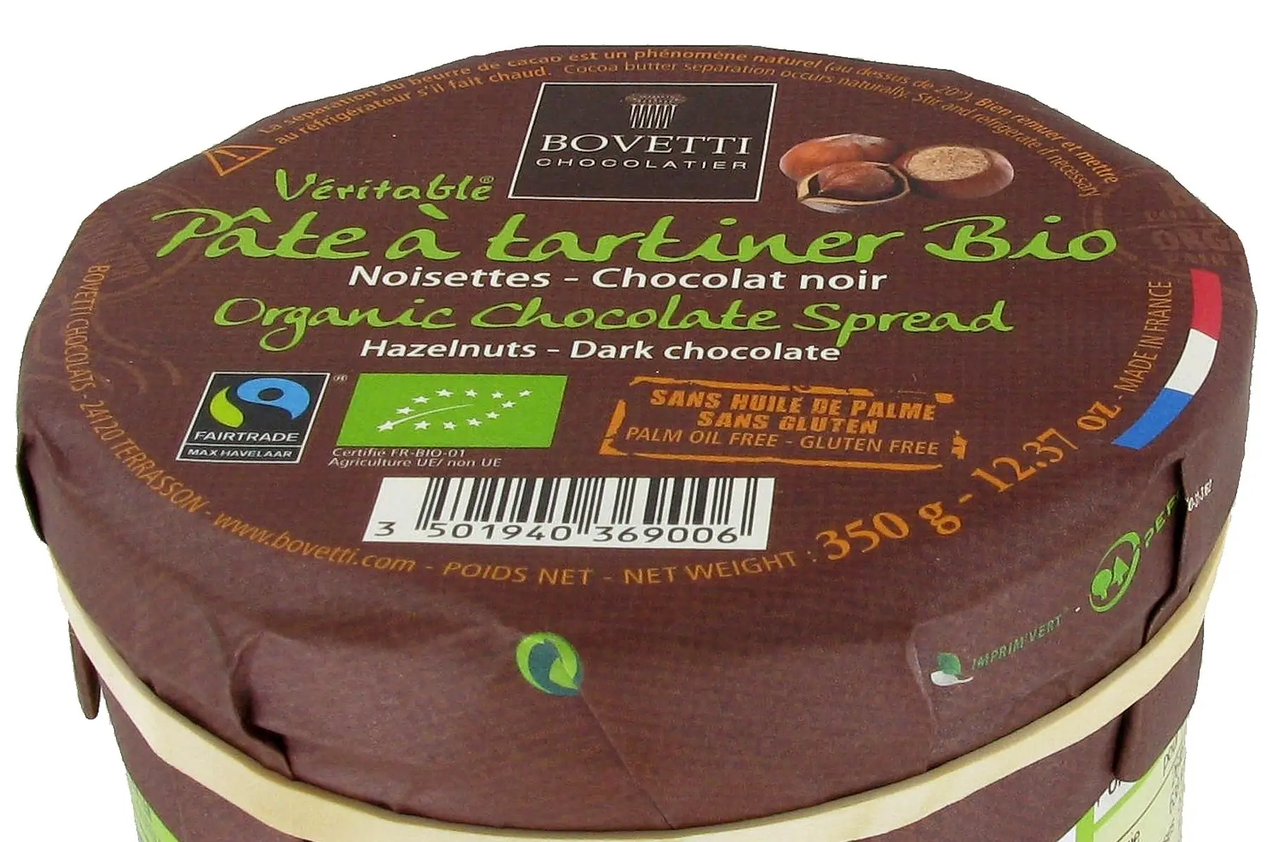 pate à tartiner chocolat noir bio origine st domingue 350g