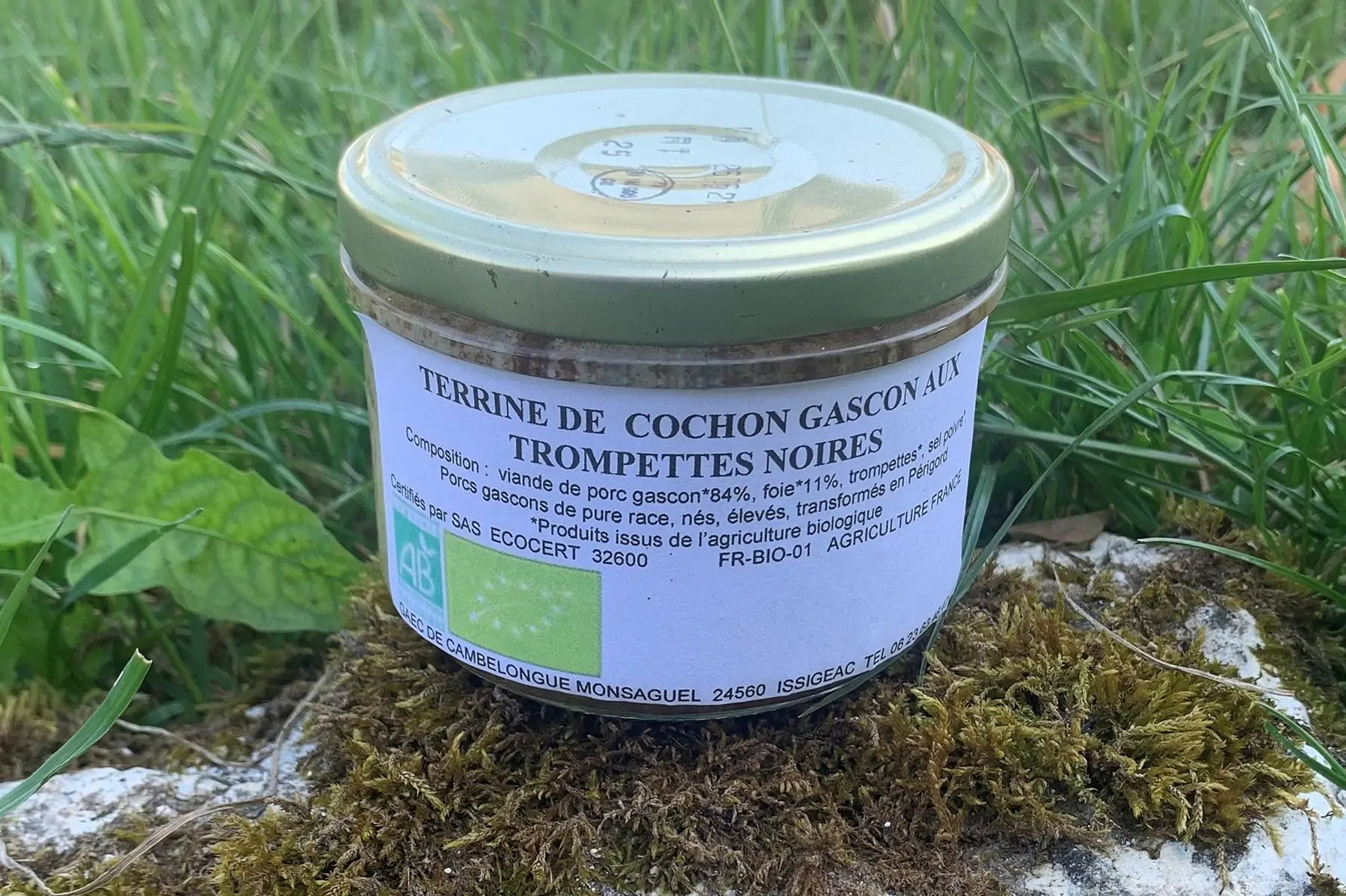 terrine de porc noir gascon bio aux trompettes noires