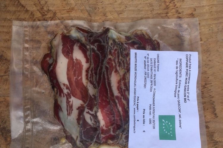 coppa tranchée sous vide de porc noir gascon bio