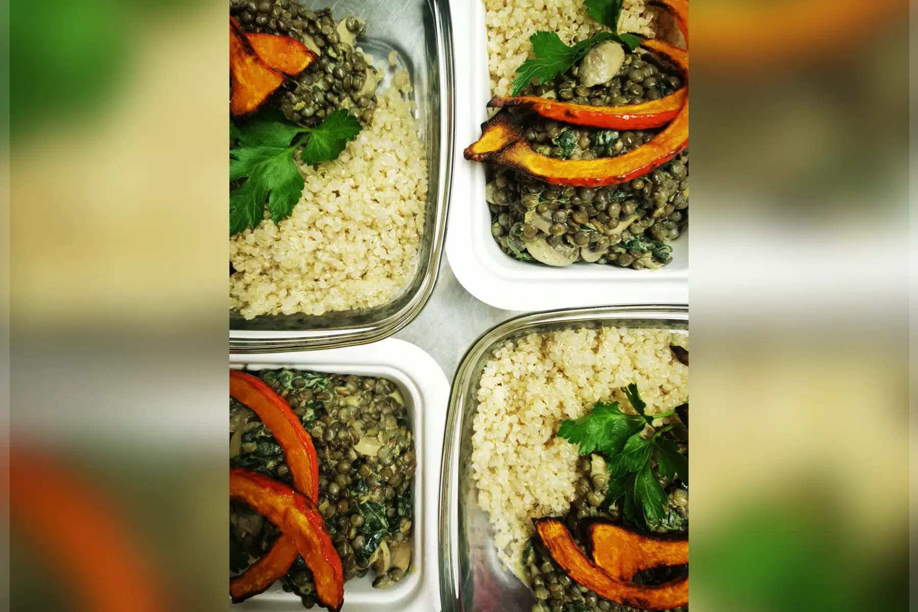 dalh de lentilles vertes, épinards et champignon v sg