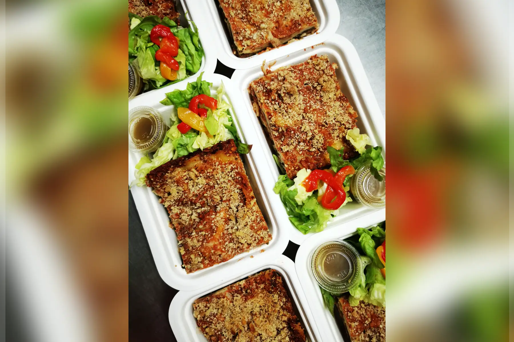 lasagnes végétariennes accompagnées de salade verte v sg
