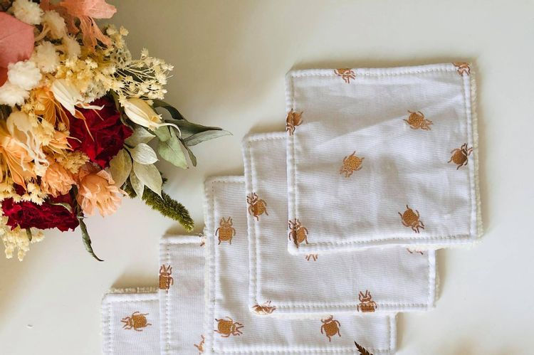 lot de 5 lingettes lavables scarabée et bambou