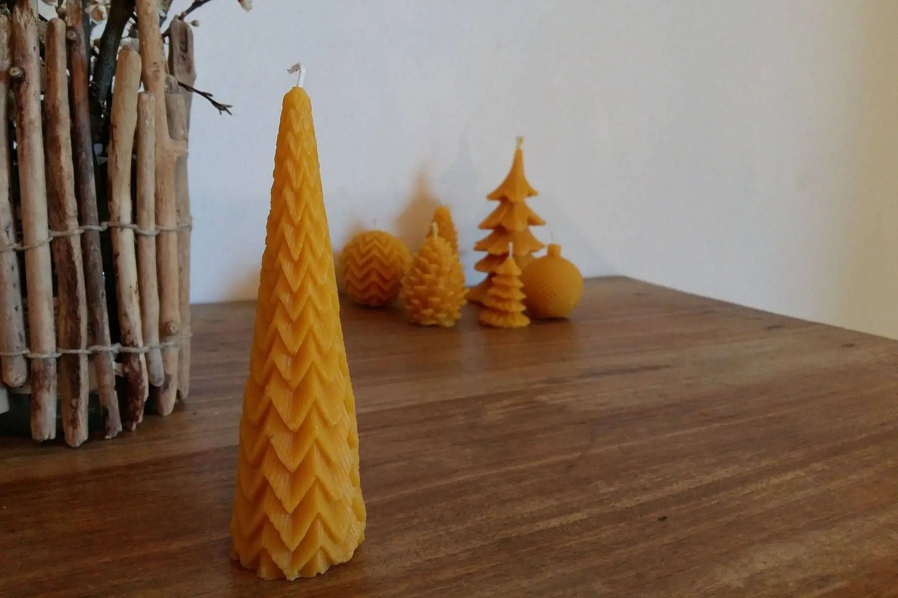 bougie "sapin strié"