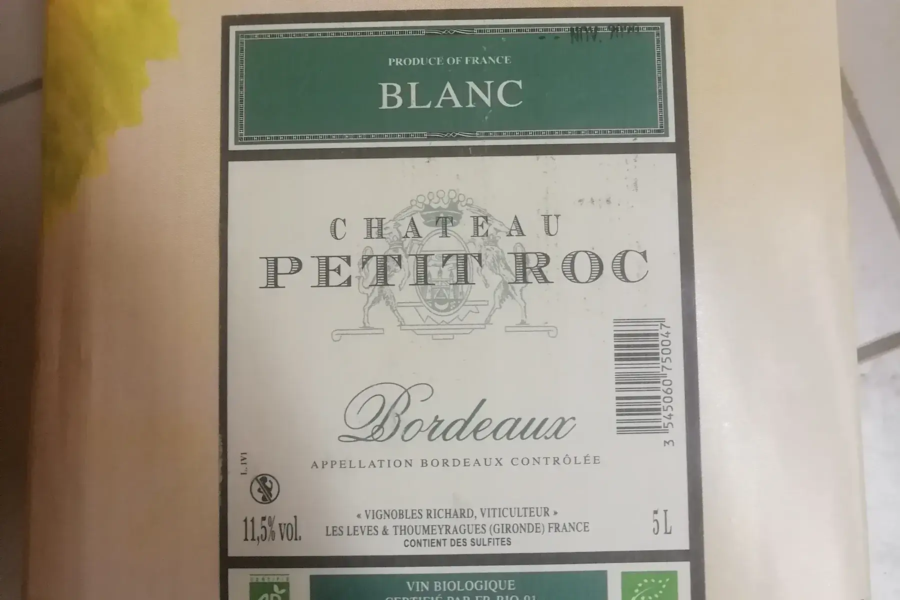 cubi bordeaux blanc sec 5l