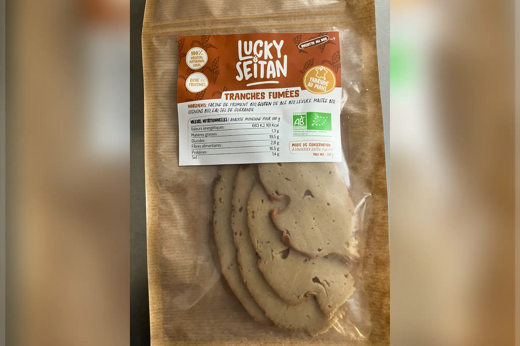 tranche de seitan fuméé