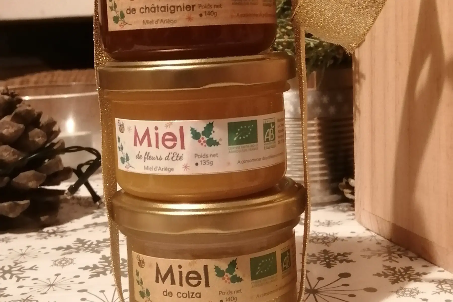 assortiment de trois miels