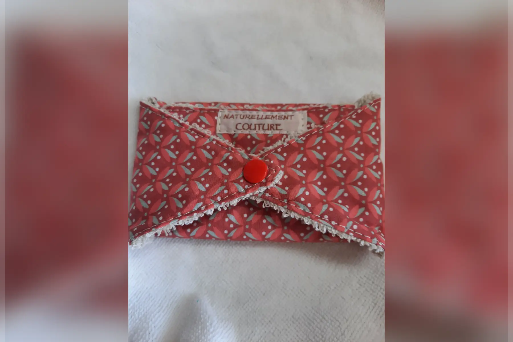 pochette à savon (pêche et gris)