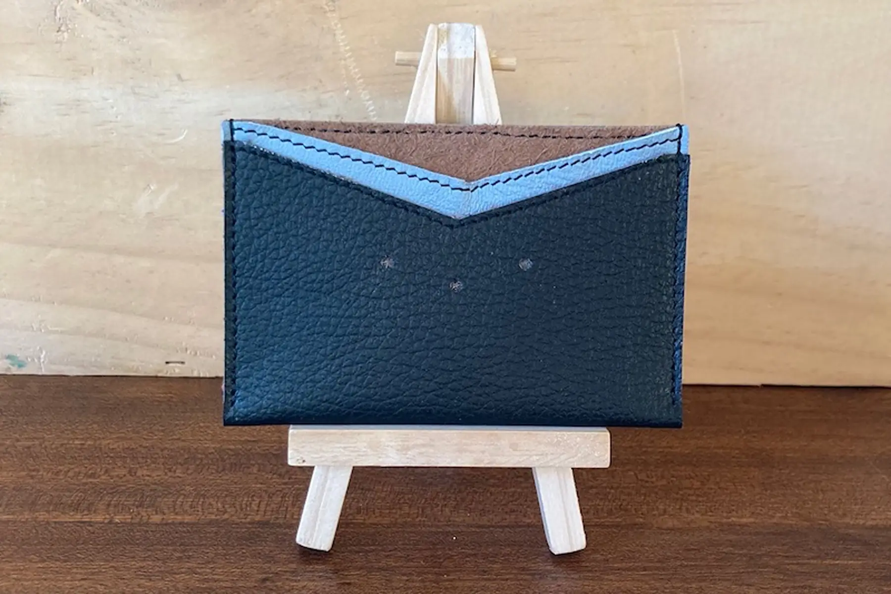 porte-cartes noir & bleu ciel