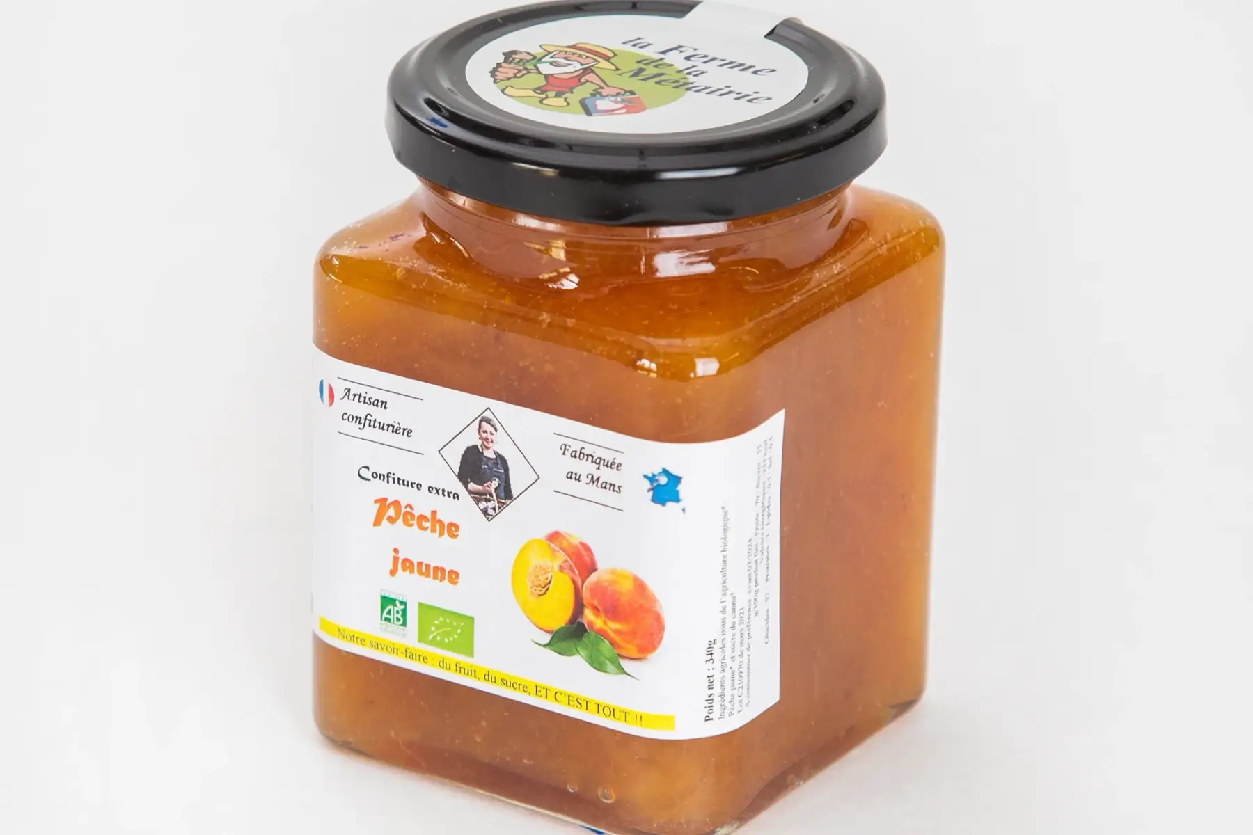 confiture extra peche jaune drôme 330g
