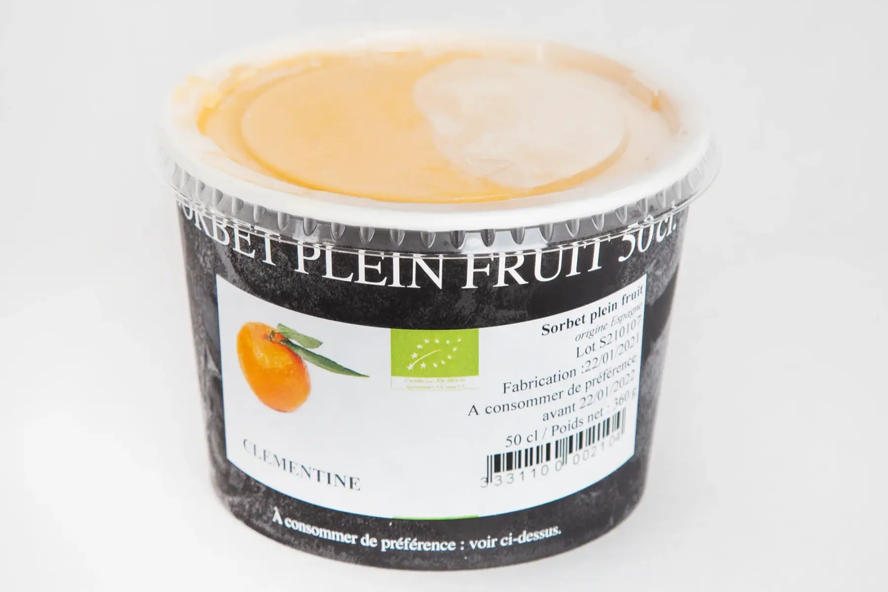 sorbet plein fruit clementine 50 cl