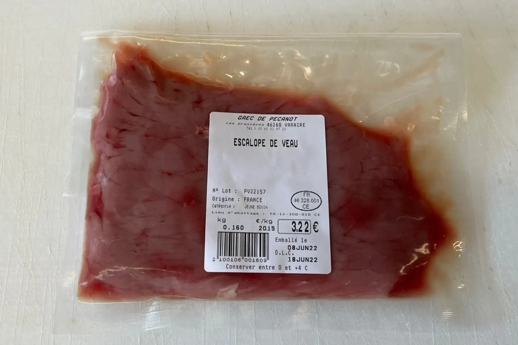 escalope de veau - !! commande lundi pour livraison vendredi suivant !!