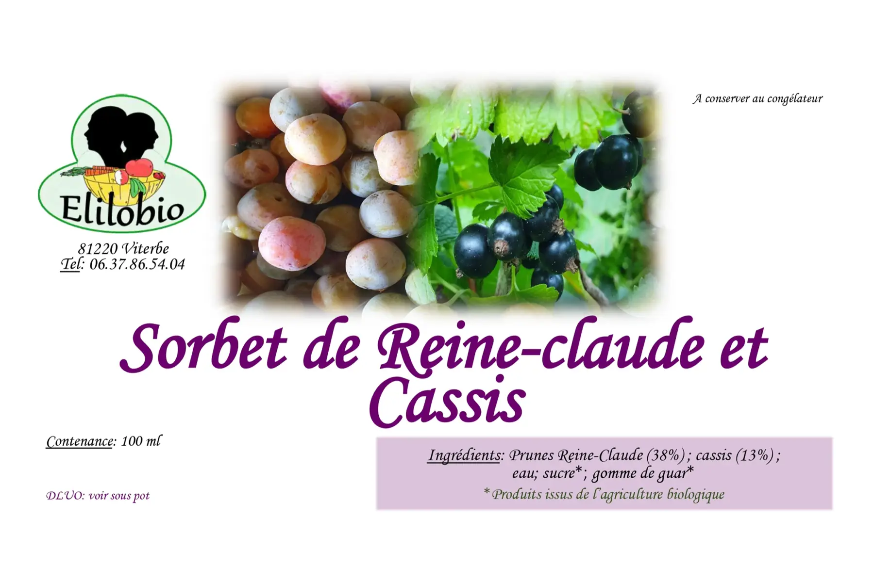 sorbet de reine-claude et cassis (Promotion)