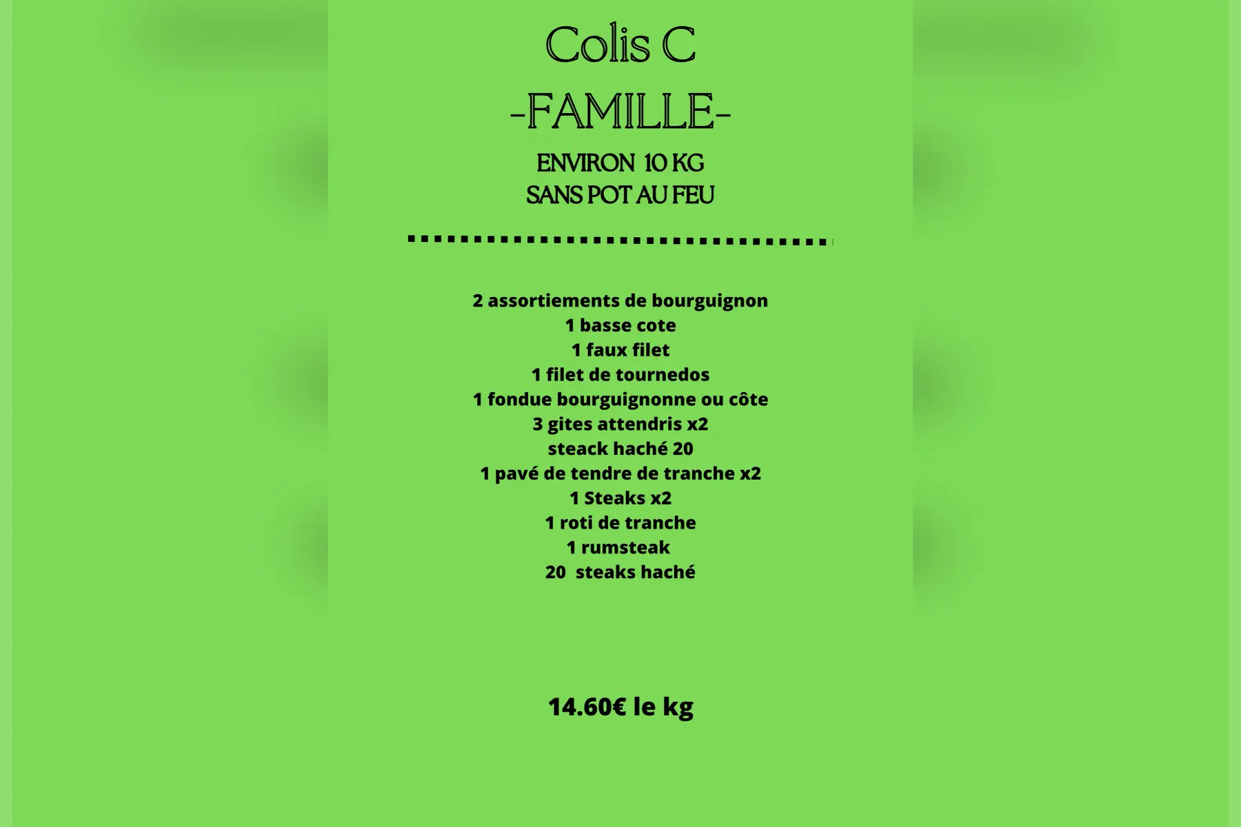 colis de 10 kg sans pot au feu