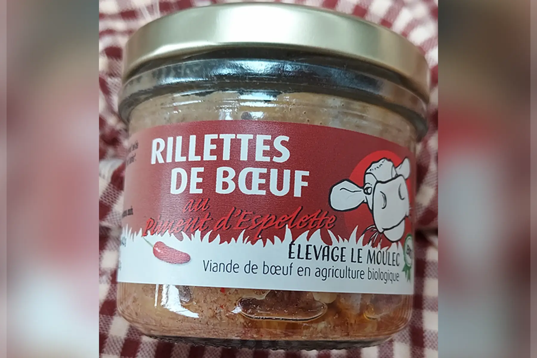 Bocal de Rillettes de boeuf au piment d'espelette 90g