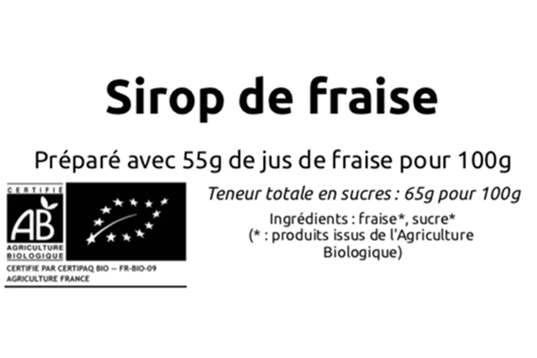 sirop de fraises bio (500 ml)