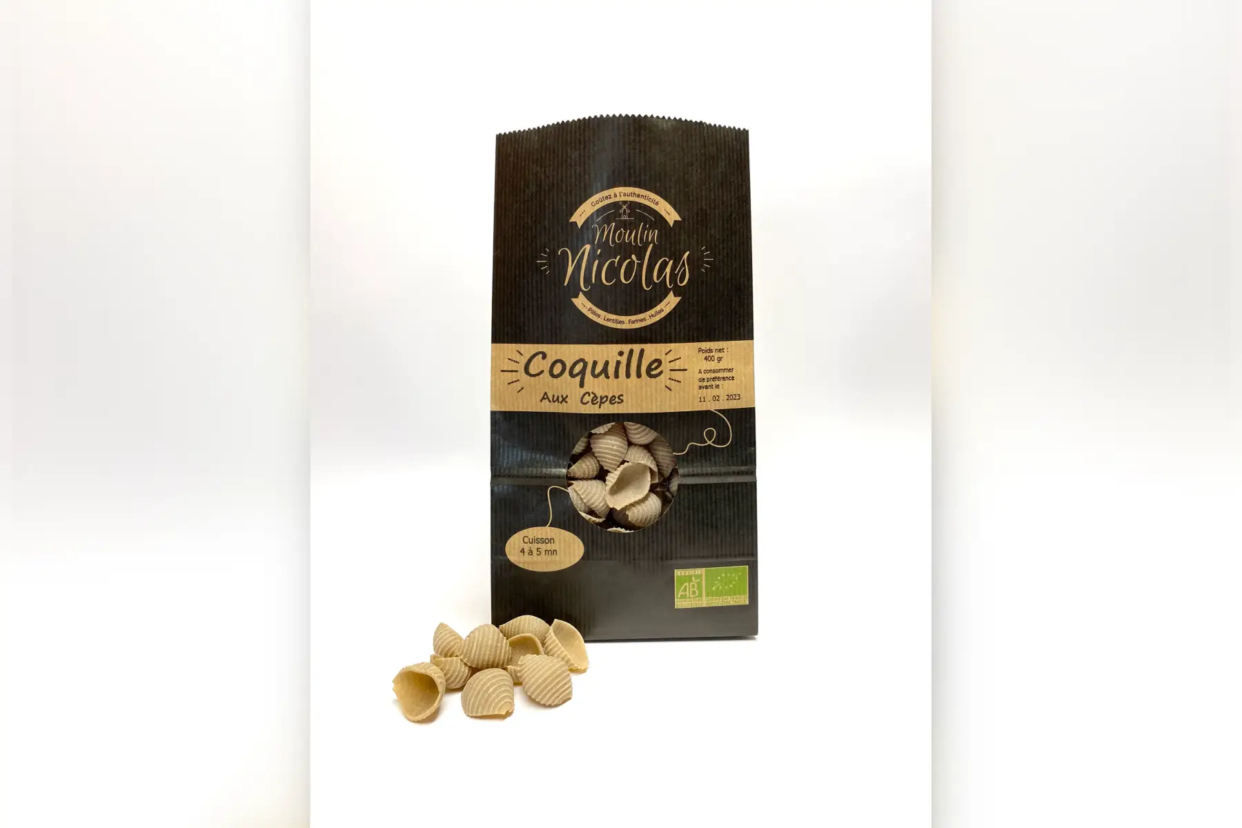 pâtes blanches coquille au cèpe