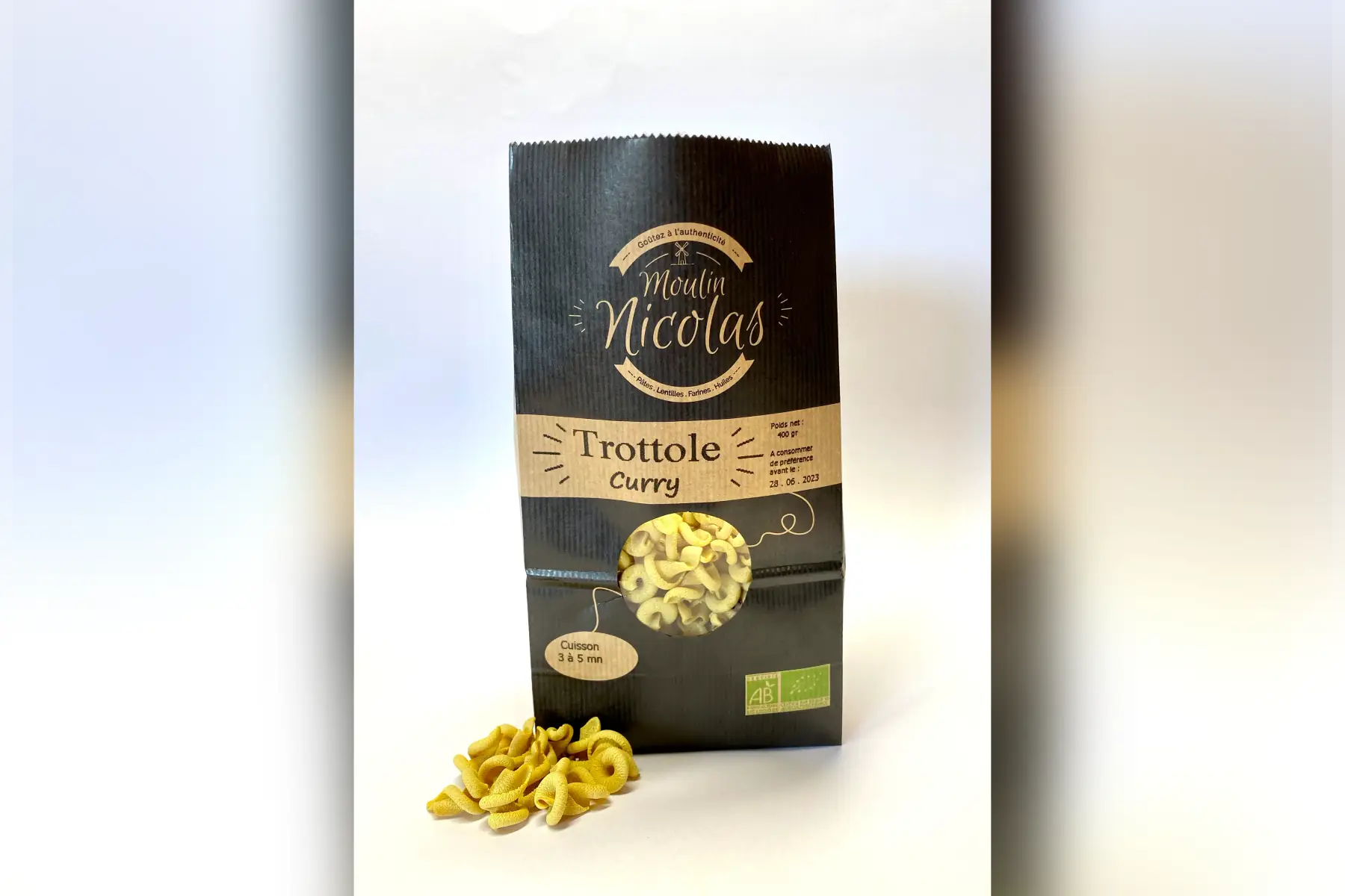 pâtes blanches trottole curry