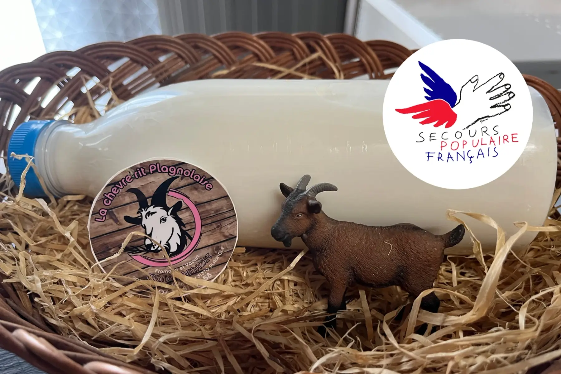 Lait de chevre cru, Secours Populaire