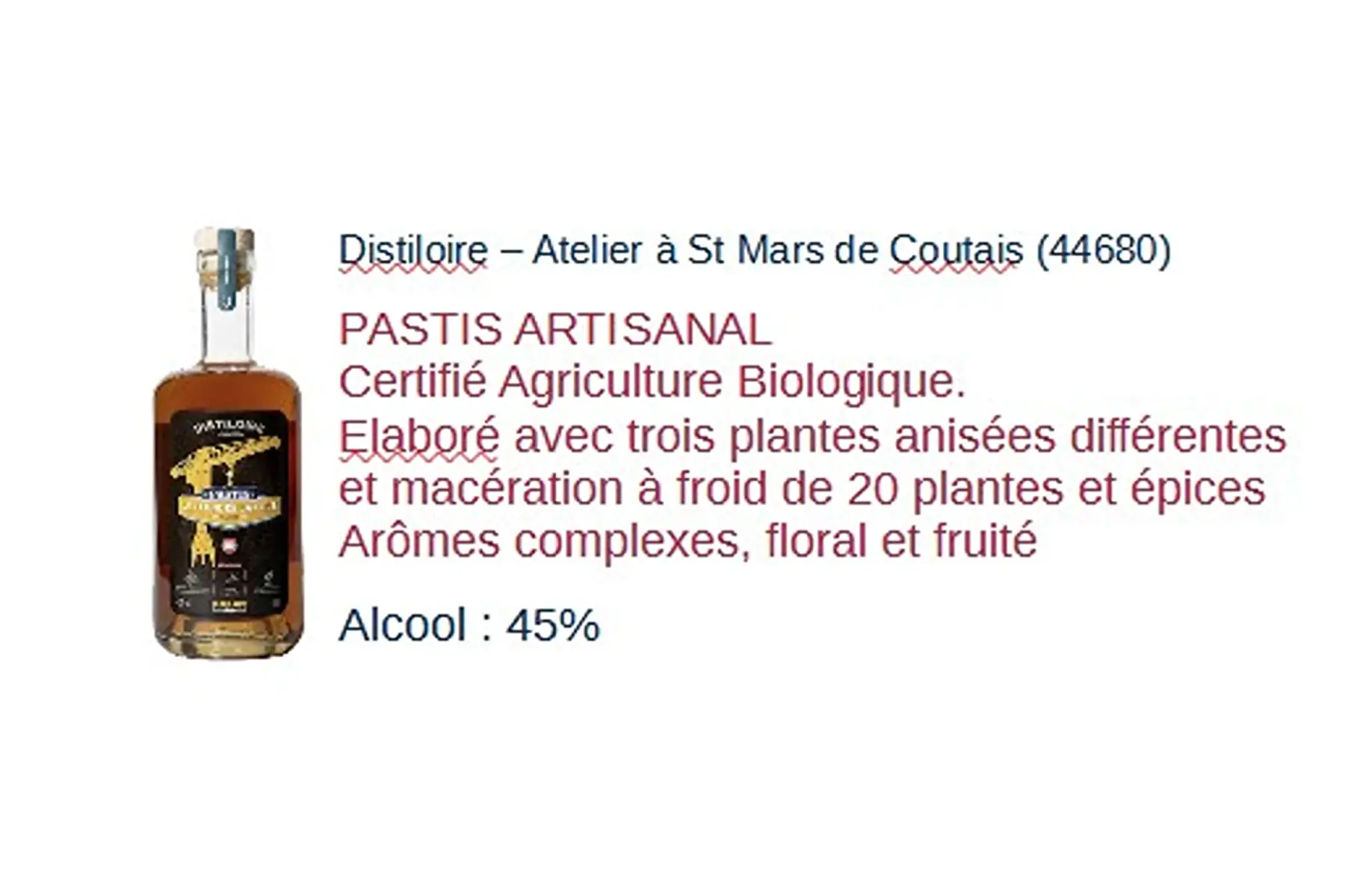 pastis artisanal - le jaune de la grue