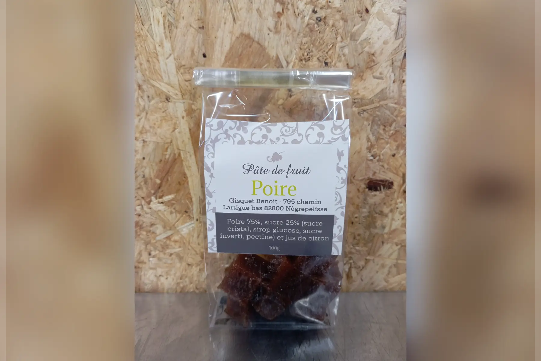 Pâte de fruit 75% poire 100g