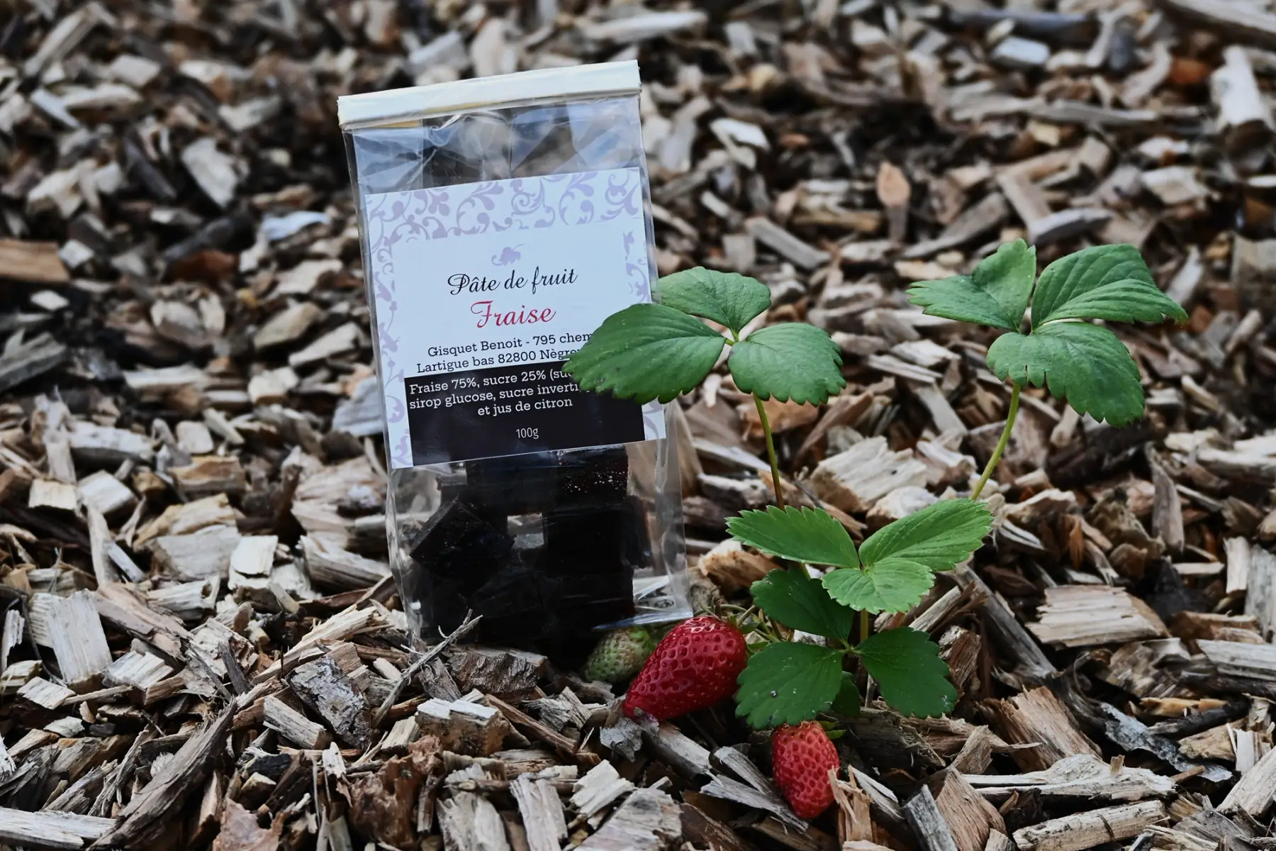 pâte de fruit 75% fraise 100g