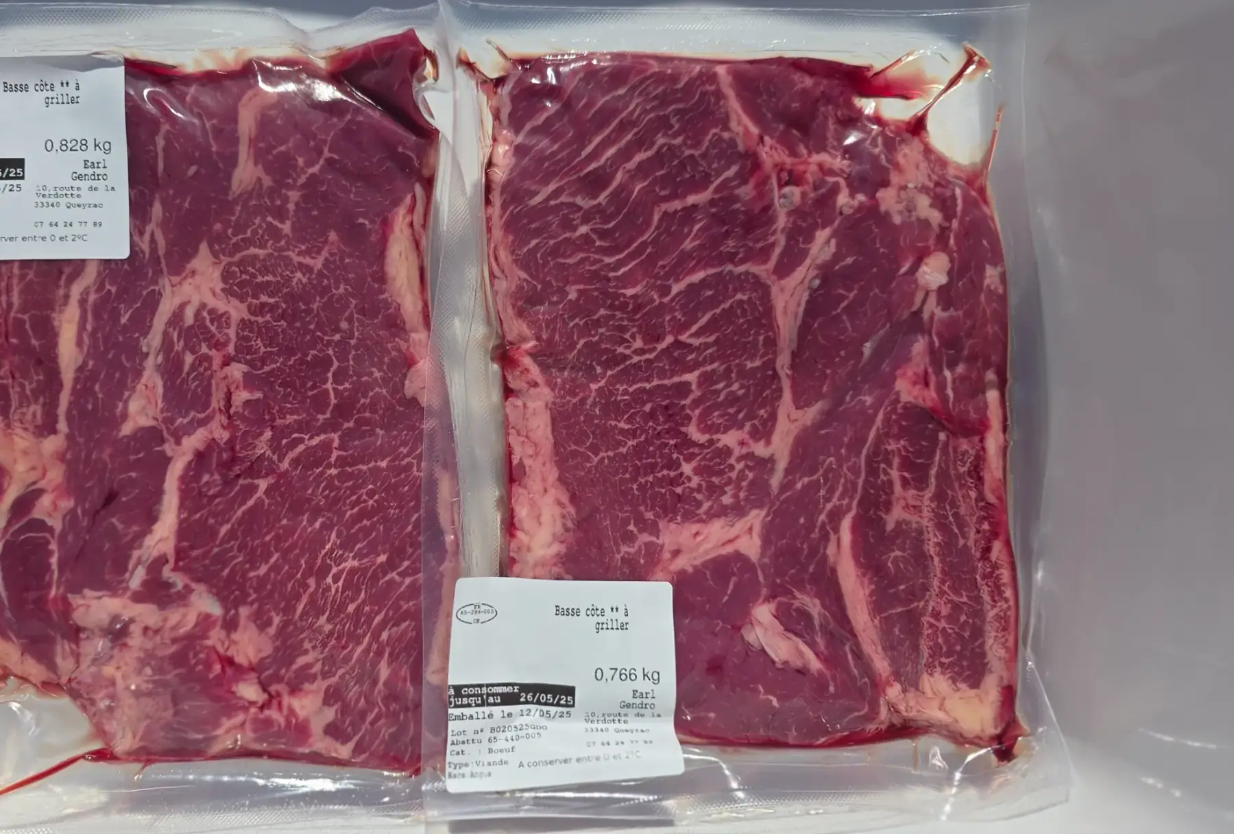 Basse côte de boeuf Angus, sans os