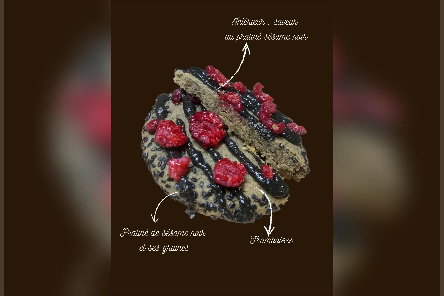 Cookie sésame noir/framboise