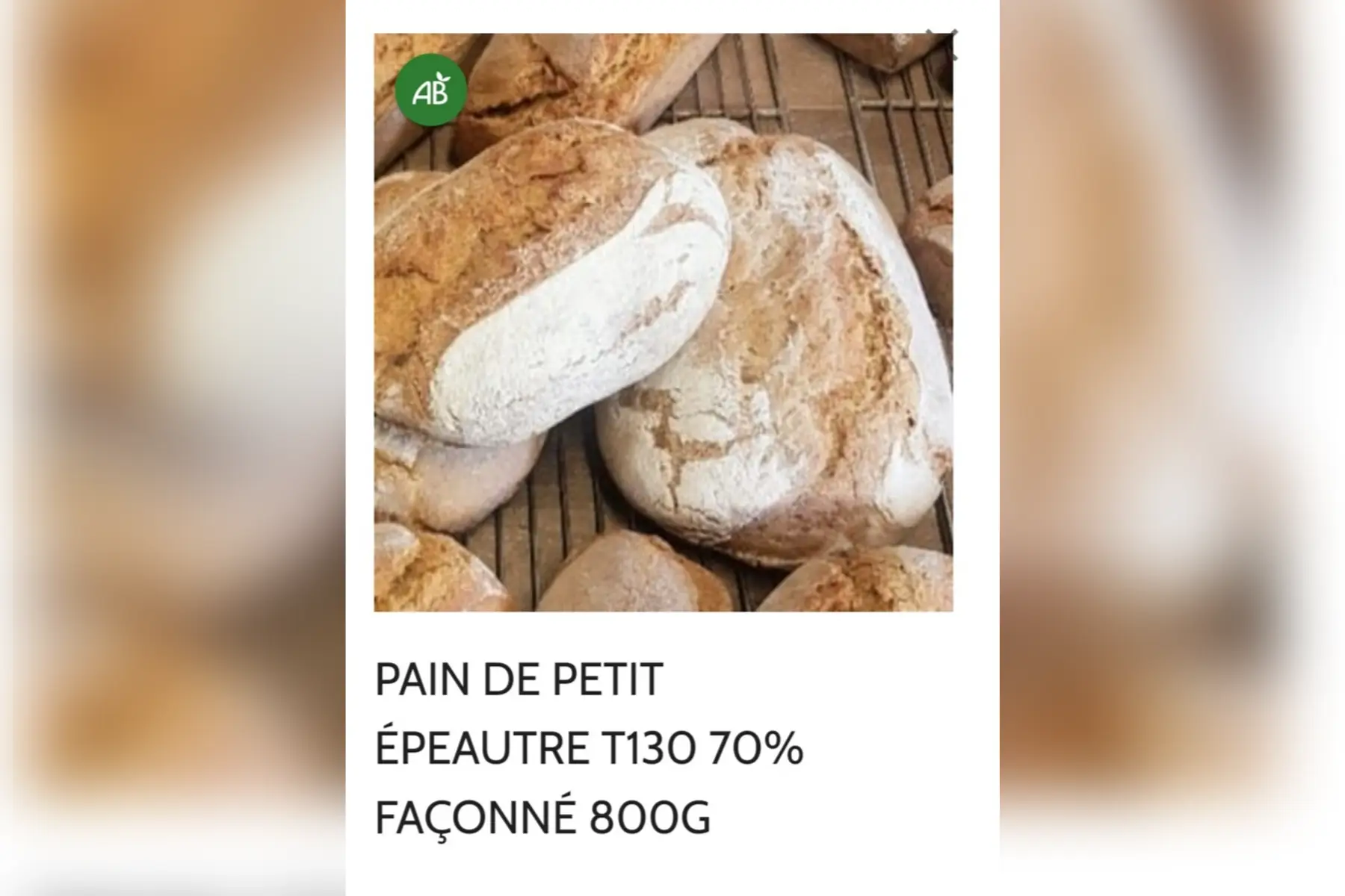 Petit Épeautre 70%, 800g façonné à la main