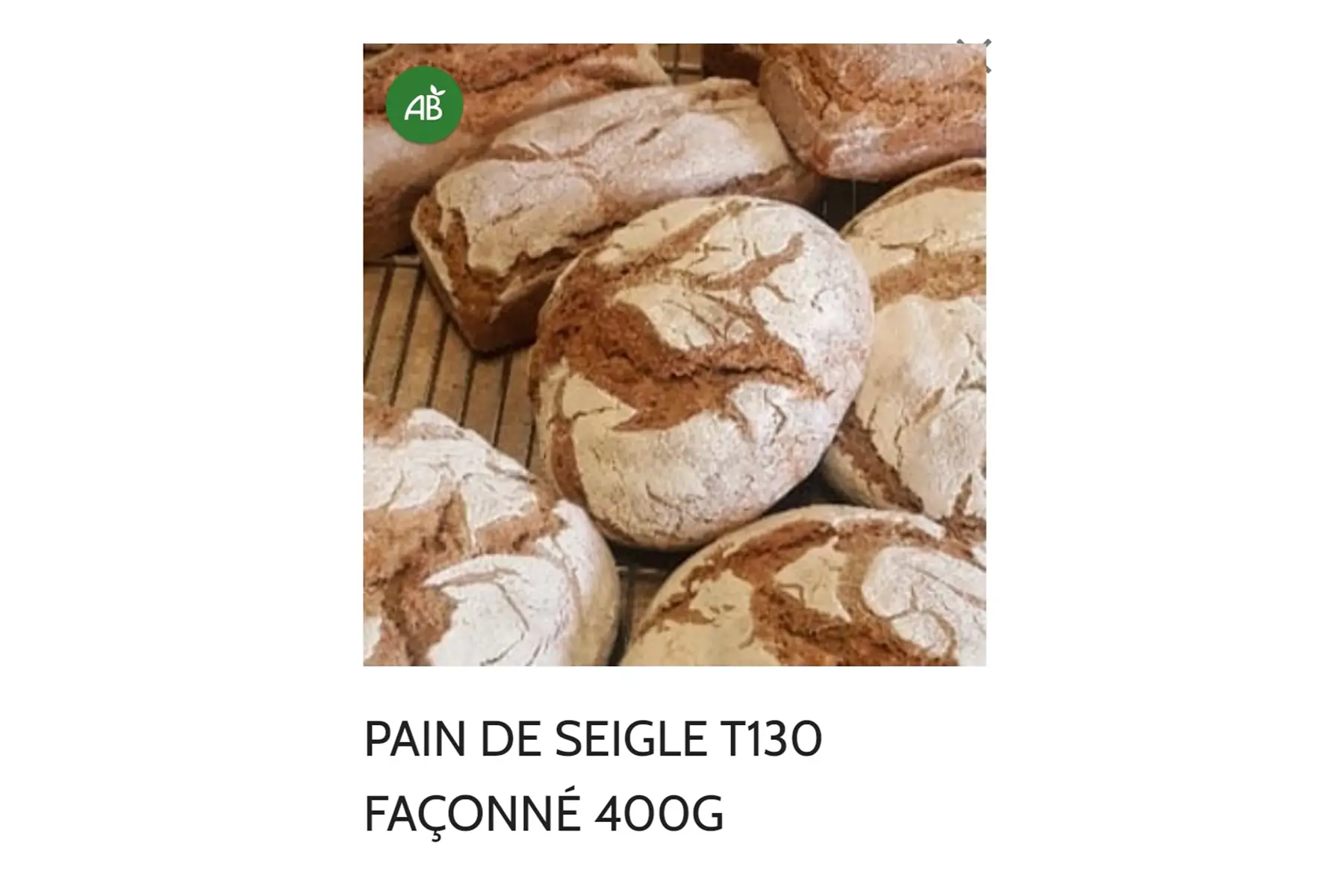 Pain de seigle 70%, 400g façonné à la main