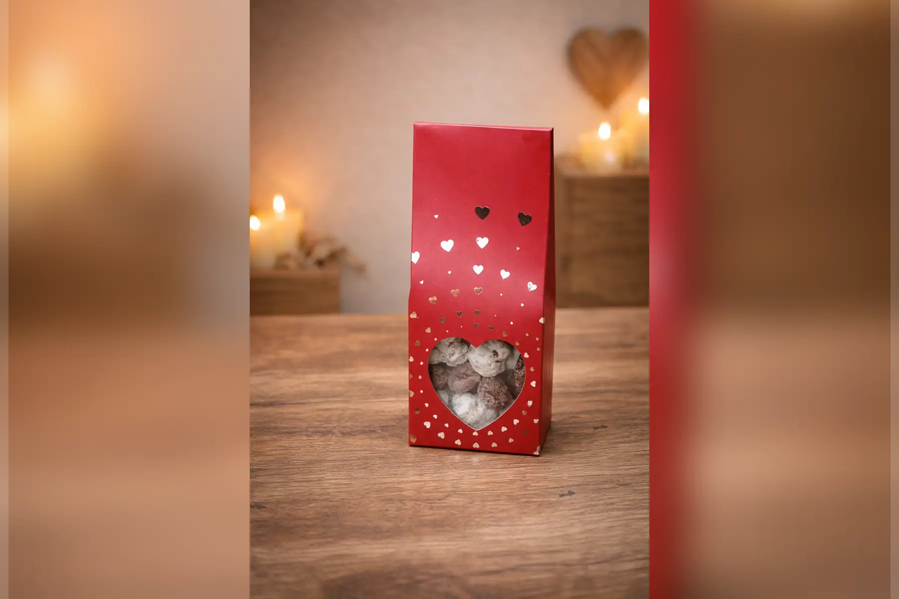 Coffret fruits secs enrobés de chocolat – Saint-Valentin
