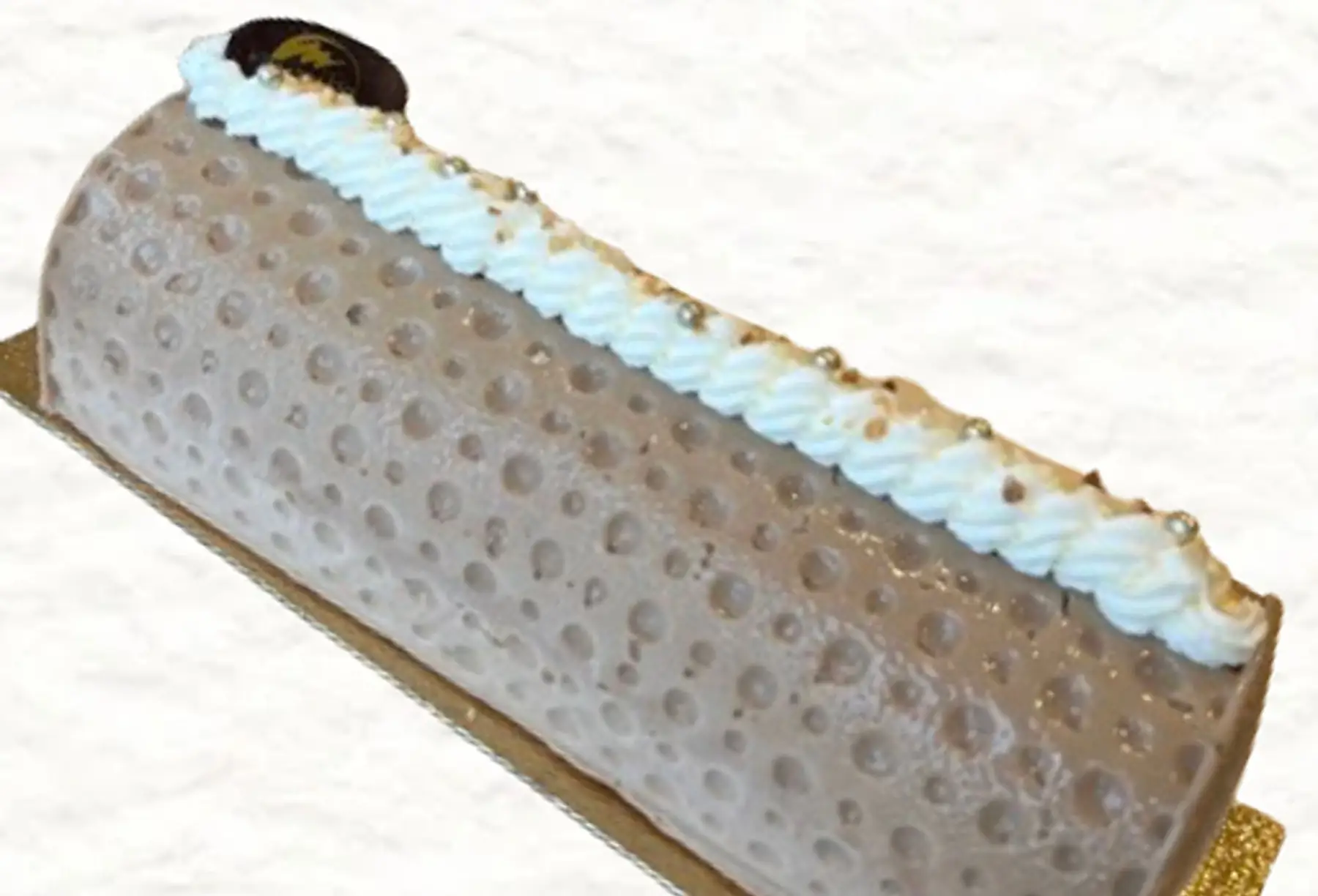 Bûche avec glace noisette et Stracciatella sur biscuit Steusel 4/5 parts