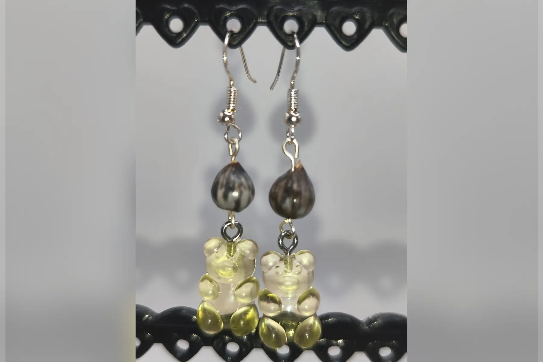 Boucles d’oreilles bonbon ourson jaune transparent