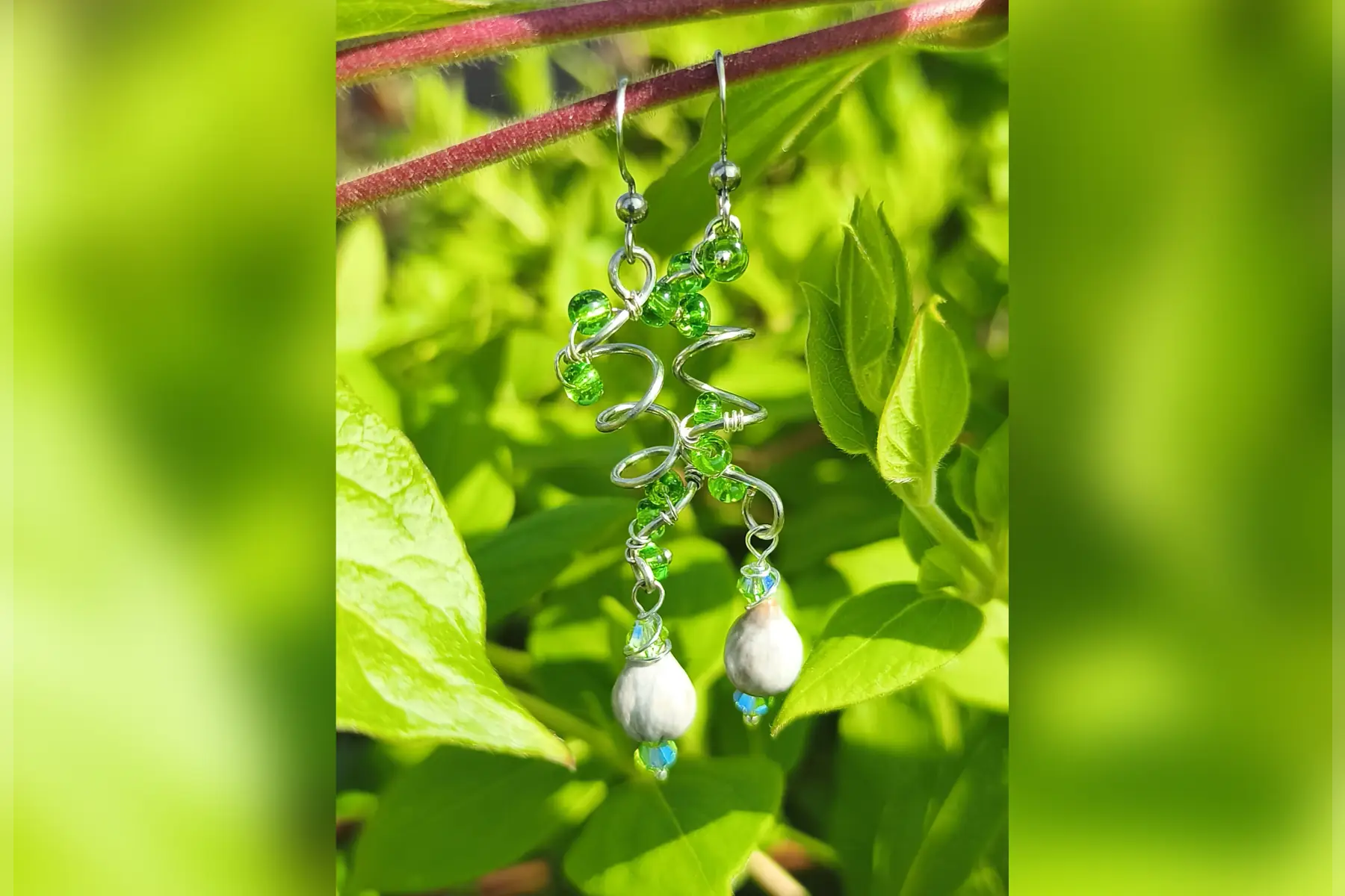 Boucles d’oreilles spirale verte